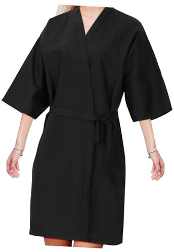 FRCOLOR Mantello Barbiere Scuro in Tessuto Resistente Grembiule Spa Multifunzione per Salone Abito Protettivo Anti-macchia per Parrucchieri e Clienti Design Casual e Confortevole