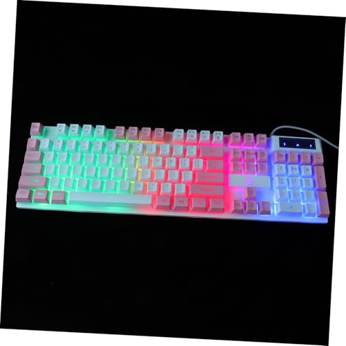 DOITOOL Clavier Mécanique Rose 104 Touches Filaire, Abs, Rétroéclairé | Clavier Violet, Câble 1,4m, Touches Suspendues, Support Pliant