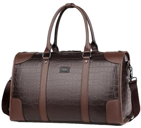Reisetasche Leder Reisetasche for Herren, Großes Fassungsvermögen, Leder, Fürs Wochenende, Fitnessstudio, Handgepäck, Wasserdicht, Seesack, Umhängetasche for Männer Wasserdicht(Brown)