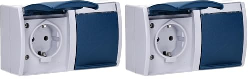 Busch-Jaeger 20/2 EWN-53 SCHUKO® Steckdose 2-fach (Thermoplast) Grau ocean® (IP 44) 2CKA002084A0703 (Packung mit 2)