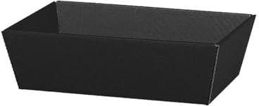 Präsentkorb 330x190 mit offener Welle | Geschenkkorb rechteckig in schwarz | Geschenkverpackung im Set: 25 Stück