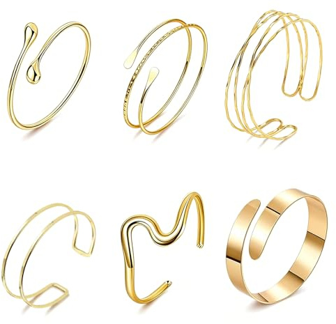 FAINCA Bracelet Bras 6 Pièces Ouverture Réglable Bracelet Manchette Femme