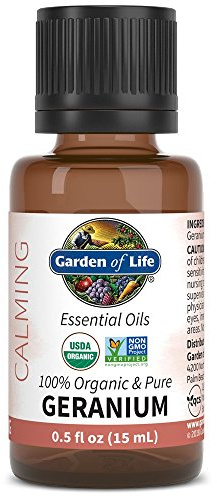 Garden of Life Essential Oil, Geranium 0.5 fl oz (15 mL), 100% USDA Organic & Pure, Clean, Undiluted & Non-GMO, for Diffuser, Aromatherapy, Meditation - Balance, Relaxation, Calming, Floral, Aromatic