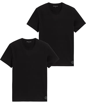 TOM TAILOR Herren Crewneck T-Shirt im Doppelpack, 29999 - Black, XL
