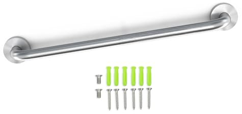 Intirilife Handtuchhalter aus Edelstahl Gebürstet - Länge 80cm und 19mm Stangendurchmesser zum Bohren - Handtuchstange Badetuchhalter Handtuch Halter Bad Sauna Küche, Wandmontage