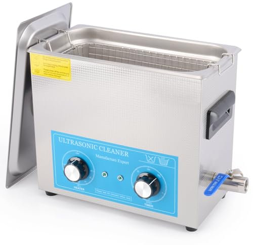 stonylab Ultrasonic Cleaner, 304 Stainless Steel All-purpose Ultrasonic Cleaner with Mechanic Control Panel of Heating and Timer for Laboratory 40kHz 220V, 6.5 L