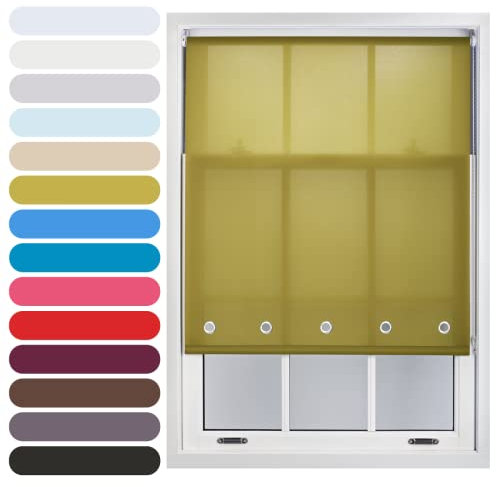 FURNISHED Tageslichtrollo mit runden Ösen, zuschneidbar, Grün, 45W x 165L cm