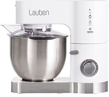 Robot de cocina Lauben Kitchen Machine 1200BC con motor de cobre y transmisión totalmente metálica, 1200 W, batidora de vidrio templado, gran capacidad de 5,5 l, tecnología 3D Effectimix® (blanco)