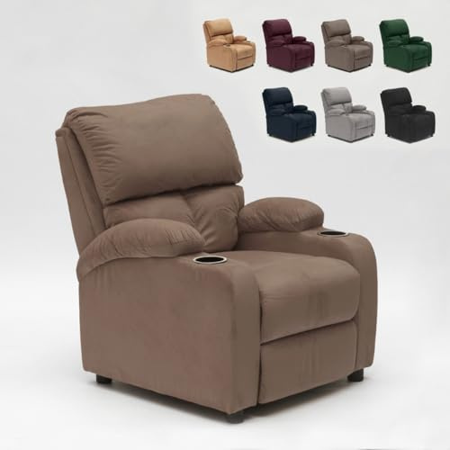 Produce Shop Poltrona Relax Reclinabile con Poggiapiedi in Microfibra Velluto Laura - Marrone