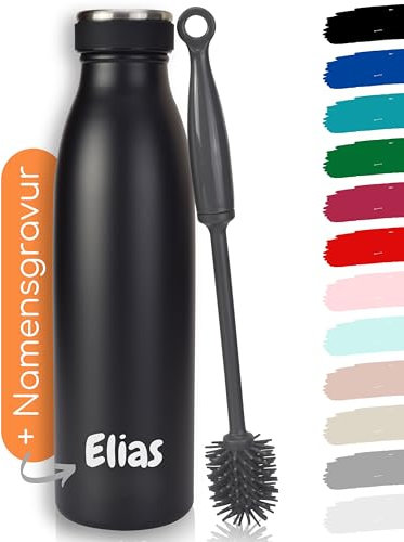 Milu® Trinkflasche mit Gravur personalisiert - als Geschenk-Idee Ostern, Vatertag, Muttertag, Weihnachten, Einschulung, Liebesgeschenk, Geburtstag, Frauen und Männer Mama Papa Kinder (750ml + Gravur)