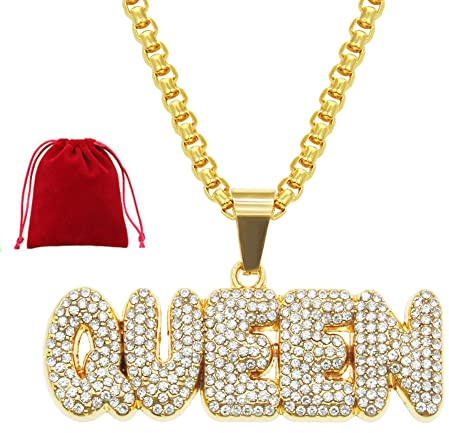 CJKDXDH Funkelnde Strass Königin Brief Anhänger Halskette Glänzend Kristall Tennis Kette Choker Party Hochzeit Hals Schmuck
