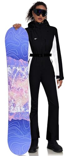 HOTIAN - Traje de esquí de una pieza para mujer, impermeable, resistente al viento, cálido, mono de invierno para deportes de nieve, chaqueta de snowboard, traje de esquí al aire libre, Negro, XS