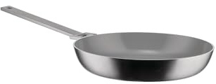 Alessi Convivio DC110/24 - Trilamin Bratpfanne mit Langem Stiel, Geeignet für Induktion, Edelstahl und PVD, Keramische Antihaft-Innenbeschichtung, 24 cm, Satiniert