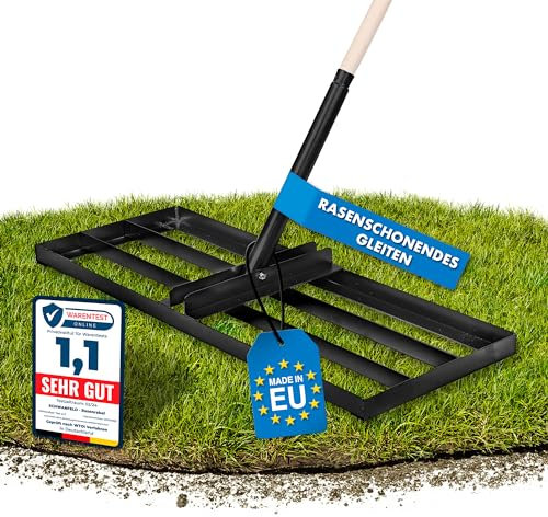 Schwanfeld® [80x30cm] Rasenrakel [LANGLEBIG & ROBUST] - inkl. 1,4m Stiel aus Metall - Rasenrechen aus hochwertigem legiertem Stahl - Rasen Rakel für die perfekte Rasenpflege - Lawn Leveling rake