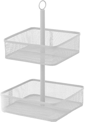 Pasdrucn Grande Corbeille a Fruits 2 etages, Panier a Fruits a etages en métal décoration Plan de Travail, Panier Fruit pour Collations, Fruits, Articles Divers (Blanc)