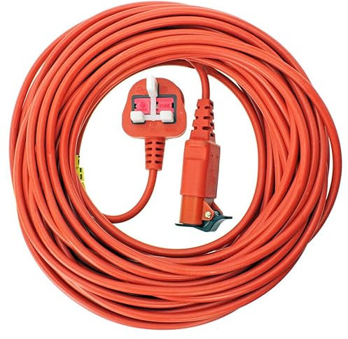 SPARES2GO 20 Metre Mains Cable & Lead Plug for Flymo Hover Compact 300 330 350 Lawnmower (20m)