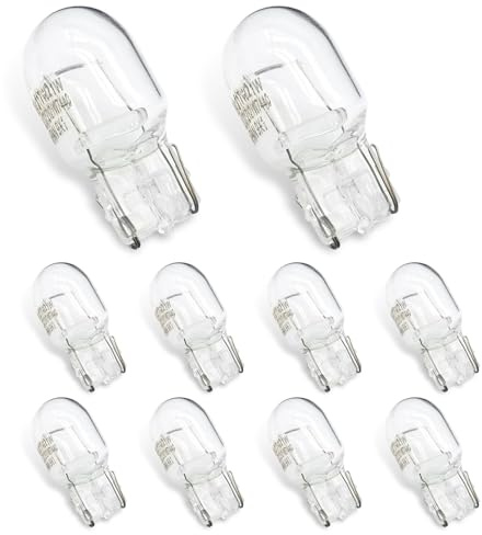 gunroil 10 PCS Car T20 1881/7440 Turn Signal Bulb, Quartz Glass Waterproof Lamp Housing Single Filament Shockproof Bulb, Plug and Play Long Life Indicator Bulb Replacement, Universal for Cars (White)