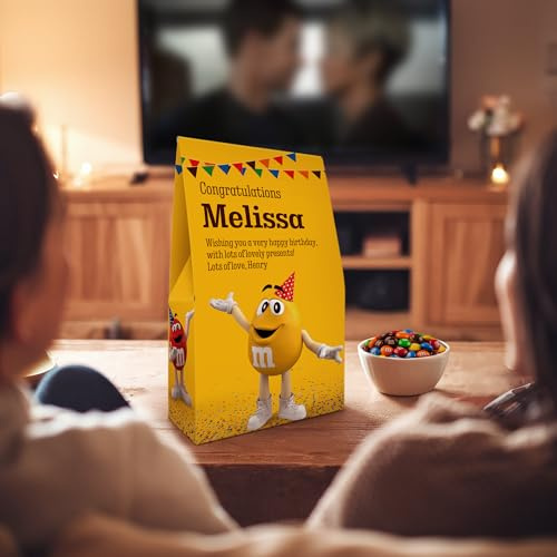 Personalisierte M&M'S Schokoladen-Geschenkbox – Mit persönlicher Nachricht, Designs für Geburtstag, Liebe, Besserung, Danke (6 Säckchen M&M'S Schokolade)