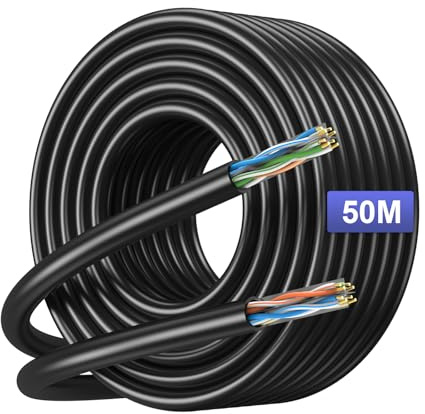 JARNHNG Cat6 LAN Kabel Netzwerkkabel 50m UTP 26AWG 500MHz - Kabelrolle für Verkabelung, Büro & Gaming, Cat.6