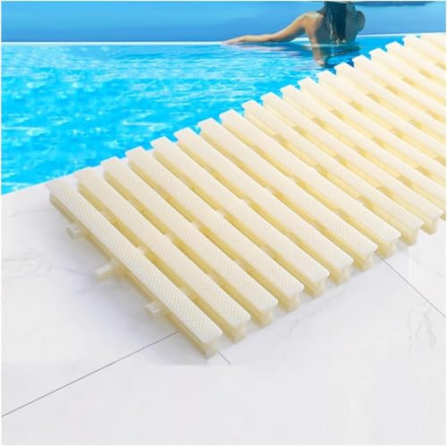 Lot de 4 grilles de vidange antidérapantes en plastique pour route et piscine - Protection contre les débordements - Beige - 18 cm