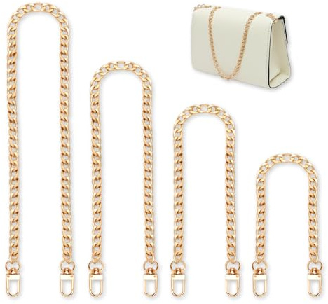 GIDWRIY Cadena Bolso Dorada 40/60/100/120 cm,Correas de Metal para Bolsos Asa Cadena,Correa Bolso Bandolera Cadena,Bag Chain,Correa de Repuesto para Bolso con Hebillas para Carteras y Bolsos de Hombro