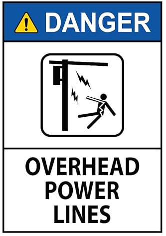 Danger Overhead Power Lines Electrical Hazard Warning Health & Safety Sign Self Adhesive Sticker A4 297mm x 210mm*