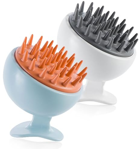 CGHCEAI 2 Pack Scalp Massager, Hair Scalp Massager Shampoo Brush, Scalp Scrubber Soft Silicone Bristles to Remove Dandruff, Ease for All Hair Types - for Women, Men, Wet & Dry Hair