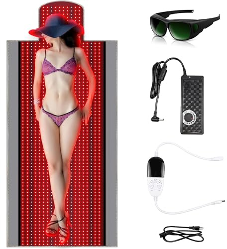 Tapete de terapia de luz roja para todo el cuerpo, tapete de terapia de luz roja de 71 x 34 pulgadas, manta de terapia de luz roja roja, luz roja de 660 nm, 850 nm, tapete de terapia de infrarrojo