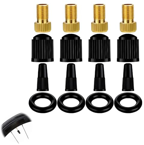 16 Pièces Adaptateur de Valve de Vélo, Adaptateur Pompe Velo avec Bague d'étanchéité Extra Embout Gonflage Valve Presta Embout Pompe Velo DV/SV vers AV pour Pompe à Vélo Compresseurs Pompes