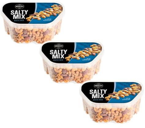 Nordthy Salty Mix 3×425 g | Herzhaft-salziger Knabbermix im Vorratspack | Knusprige Snack-Mischung zum Teilen | Party, Büro & Filmabend | insgesamt 1,275 kg