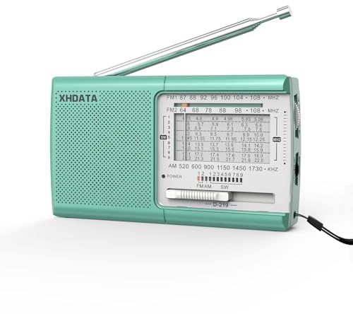 XHDATA D219 Portable Radio Retro FM AM SW Radio Battery Operated for Household Outdoor Camping Hiking Pocket Radio Green