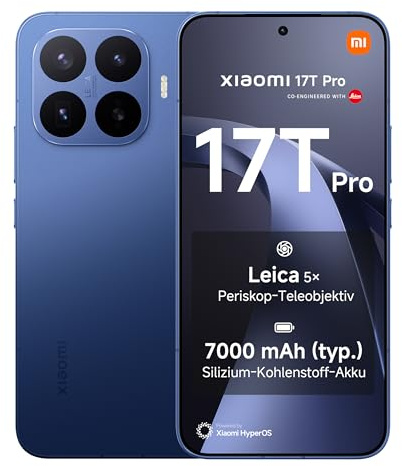 XIAOMI 17T Pro, Smartphone 12+512GB, Deep Blue, Teleobiettivo Leica 5x | Batteria Silicio-carbonio da 7000mAh (typ), Display Eye-Care 6,83 144Hz, 100W HyperCharge, Garanzia 2 anni+1 anno extra