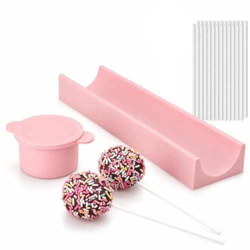 3Pcs Cake Pop Mould Set, Complete Baking Kit for Home Bakers, Family Activities and Party Hosts, Three Piece Round Dessert Mould with Easy Release Design, Cake Pop Cutter and Tray for DIY Treats