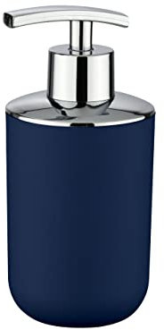 WENKO Seifenspender Brasil Dunkelblau - Flüssigseifen-Spender, Spülmittel-Spender Fassungsvermögen: 0.32 l, Kunststoff (TPE), 7.3 x 16.5 x 9 cm, Dunkelblau, 16.5 x 9 x 7.3 cm