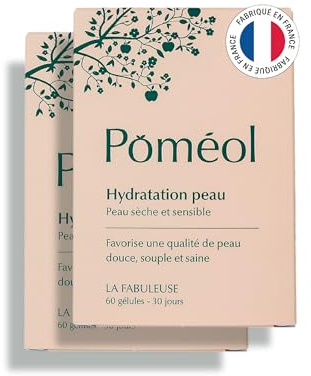 Complément Alimentaire Peau ǀ Hydratation & Eclat du teint ǀ La fabuleuse ǀ ǀ 2x30 Jours ǀ 2x60 gélules ǀ Zinc, Vit. C, E, Sélénium ǀ Poméol