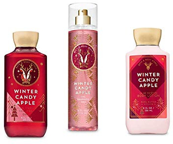 Bath and Body Works Winter Candy Apple Shower Gel, Body Lotion, Fine Fragrance Mist Daily Trio Gift Set 2018