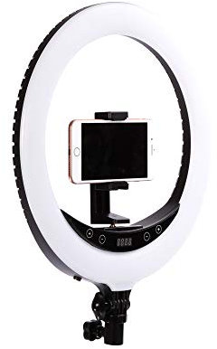 Ex-Pro Yakephoto 14 LED Ring Light Kit 25W 3200K-5700K CRI 95+ Dimmable + Carry Case and Accessories for Video Shooting Portrait Photography