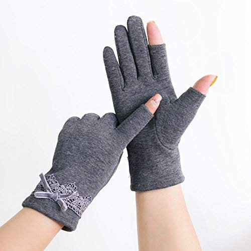MAOZIm Zwei-Finger Handschuhe ohne Fleece Baumwolle Handschuhe Winter Frauen Plus Samt Frühling Herbst Winter Dünn Elastisch Touchscreen Halbfinger Fünffinger