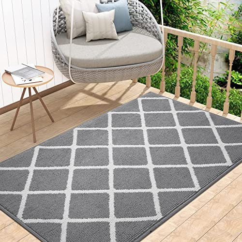 Homaxy rutschfest Fußmatte Waschbar Schmutzfangmatte Fussmatte Aussen Pflegeleichte Sauberlaufmatte Türmatte für Innen & Außen - 80 x 120 cm, Diamant Grau