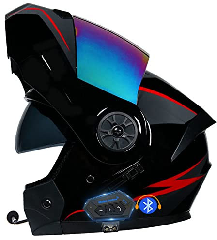 CNNGU Casco De Moto Modular Bluetooth Integrado, ECE Homologado, con Doble Visera Cascos De Motocicleta, Transpirable Y Cómodo, para Adultos, Mujeres Y Hombres.