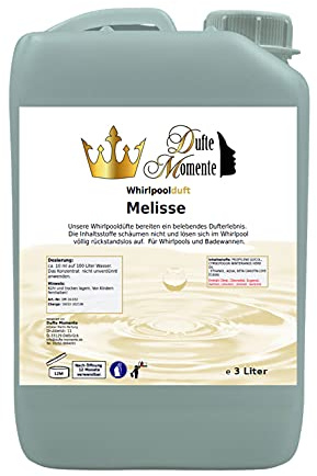 Dufte Momente | Whirlpool Duft Melisse 3 Liter | Badezusatz | mit naturreinen und natürlichen ätherischen Ölen | kein Schaum | vegan und ohne Tierversuche