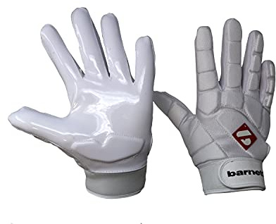 BARNETT FKG-03 Blanco (L) Guantes de fútbol Americano de Linebacker Pro, LB,RB,Te