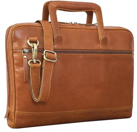 STILORD Pierce Laptoptasche mit Griff Leder Aktentasche 15 Zoll Vintage Dokumententasche A4 Business Bürotasche mit Schultergurt und Handschlaufe Farbe:texas - braun