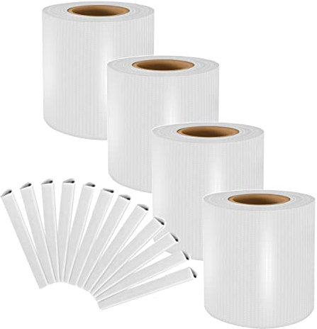 Sellon24® Set di 4 strisce frangivista in PVC a doppia asta, 4 rotoli, 35 m x 19 cm, 80 clip di fissaggio incluse, protezione dal vento, 450 g/m² (bianco)