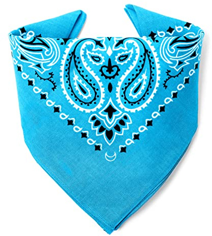 Karl Loven - Azurblau Bandana - Paisleymuster - 100% Baumwolle - Dicker Stoff - 20 Exklusivfarben