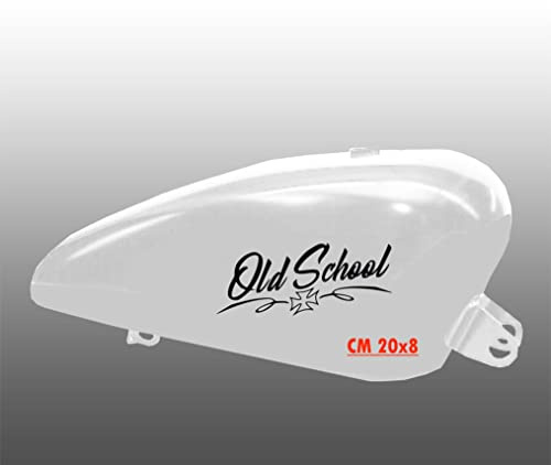 Kit 2 adesivi moto serbatoio old school bobber chopper harley custom vintage cod. 1671 (070 NERO, OPACO (matt_opaque))