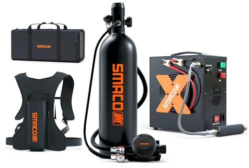 SMACO S700 Plus Mini Tauchflasche 2L Sauerstoffflasche Tauchen Klein Taucherflasche für Unterwasseratmung Tragbare Tauchen Sauerstofftank Lung Air Tank für Notfallrettung Bootsreinigung