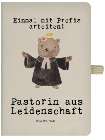 Mr. & Mrs. Panda DIN A5 Baumwoll Notizbuch Pastorin Leidenschaft - Geschenk, Dienerin GottesGeistliche, Eintragebuch, Adressbuch, Schreibbuch,