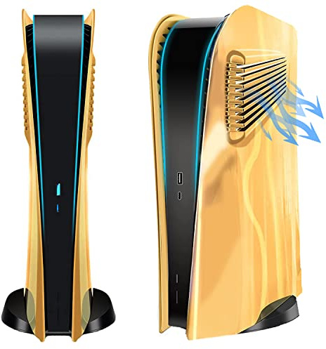 Placa frontal digital para PS5, cromada, dorada, con rejillas de refrigeración, cubierta curvada de repuesto, accesorio para Playstation 5 Digital Edition
