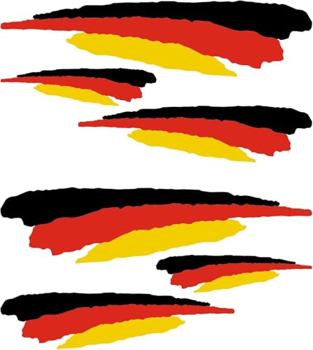 Autodomy 6 Stück Deutschland Aufkleber | Deutschland Sticker Flagge | Sport Racing Tuning | Deutschland Aufkleber Auto Motorrad Scooter Quad ATV Helm Fahrrad